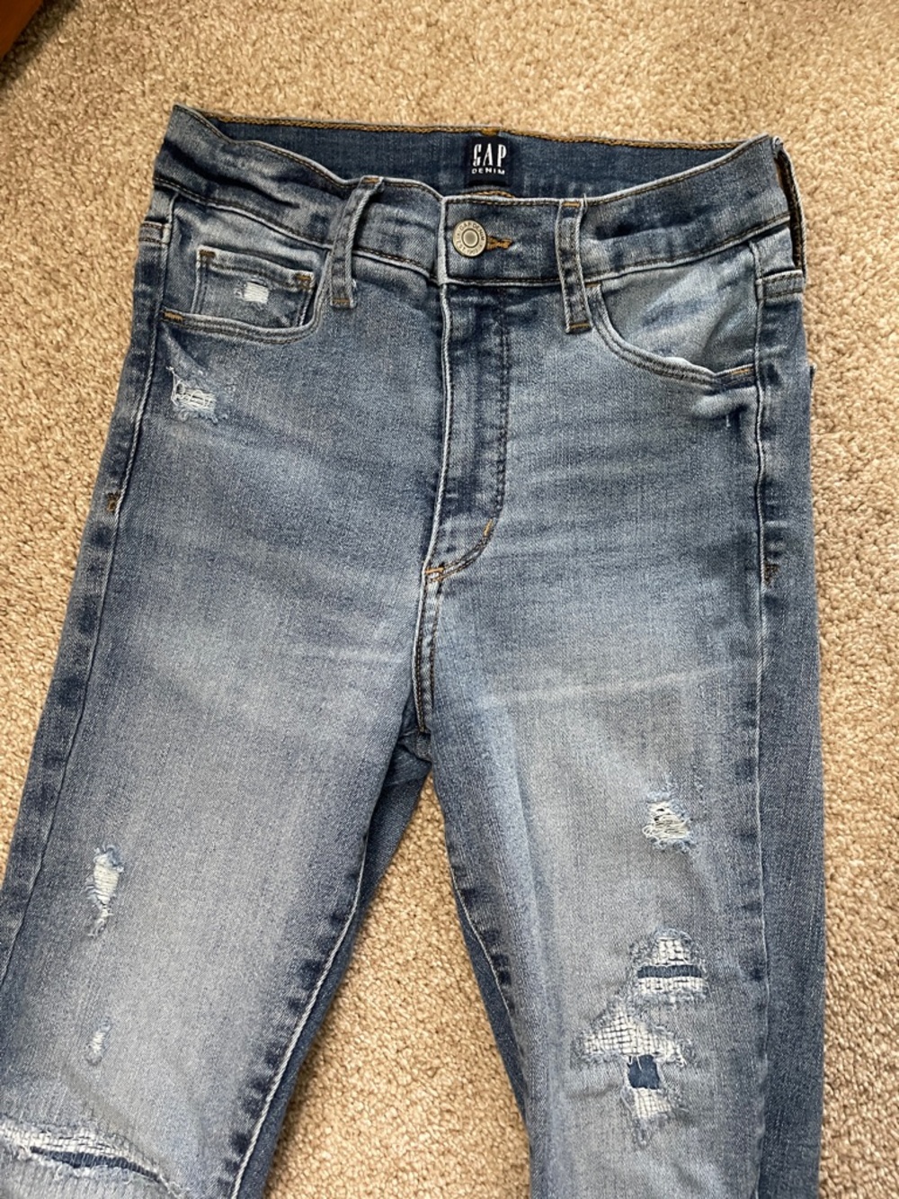 GAP Light Blue Distressed Slim Jeggings